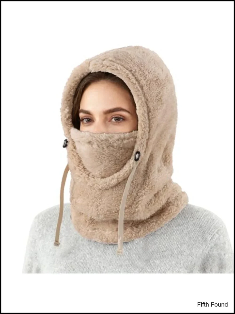Fleece Balaclava Hood Winter Hat Windproof One-Piece Hooded Scarf Ski Mask